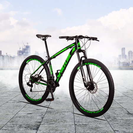 Bicicleta Vega Aro 29 Quadro 21 Alumínio 21v Shimano Freio Disco Mecânico Preto Verde - Spaceline