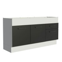 Balcão de Pia Cozinha 150 cm 2 Portas e 2 Gavetas (Sem Tampo e Pia) Branco/Preto Agata Madesa