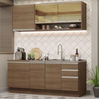 Cozinha Completa Madesa Glamy 180006 com Armário e Balcão (Sem Tampo e Pia) - Rustic