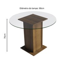 Conjunto Sala de Jantar Madesa Débora Mesa Tampo de Vidro Redondo 4 Cadeiras - Rustic/Hibiscos