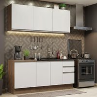 Cozinha Completa Madesa Glamy 180005 com Armário e Balcão (Sem Tampo e Pia) - Rustic/Branco