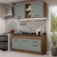 Cozinha Compacta Madesa Agata 150002 com Armário e Balcão (Sem Tampo e Pia) - Rustic/Cinza
