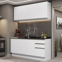 Cozinha Completa Madesa Glamy 160001 com Armário e Balcão (Sem Tampo e Pia) - Branco