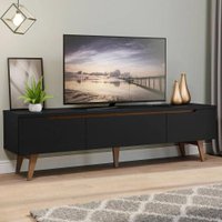 Rack Retrô Madesa Reims para TV até 75 Polegadas Pés de Madeira - Preto
