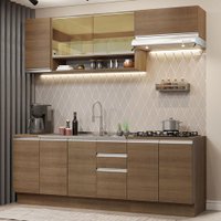 Cozinha Completa Madesa Glamy 240003 com Armário e Balcão (Sem Tampo e Pia) - Rustic