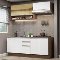 Cozinha Completa Madesa Glamy 200003 com Armário e Balcão (Sem Tampo e Pia) - Rustic/Branco