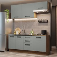 Cozinha Completa Madesa Agata 180003 com Armário e Balcão (Sem Tampo e Pia) - Rustic/Cinza