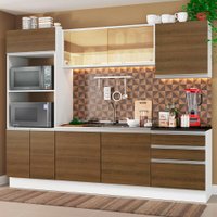 Armário de Cozinha Completa Madesa 100% MDF Acordes com Balcão (Sem Tampo e Pia) - Branco/Rustic