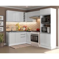 Armário de Cozinha Completa Canto 100% MDF Madesa Acordes XA419001 (Sem Tampo) Portas Branco Brilho