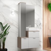 Kit Gabinete para Banheiro Barcelona 80cm com Cuba, Torre Giratória e Espelheira Móveis Bosi