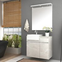 Kit Gabinete para Banheiro Cora 80cm com Cuba e Espelheira com LED Móveis Bosi