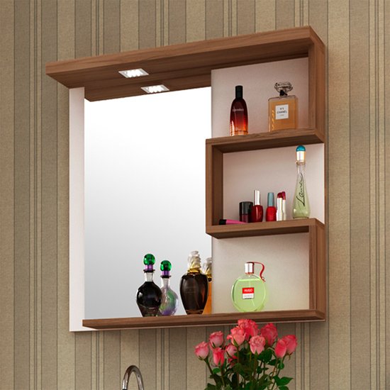 Armário para Banheiro com Espelho e LED Veneza 67.9x60cm Móveis Bosi