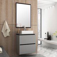Kit Gabinete para Banheiro Urban 60cm com Cuba e Espelheira Móveis Bosi