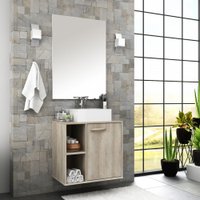 Kit Gabinete para Banheiro Anne 60cm com Cuba e Espelheira Barrique Móveis Bosi