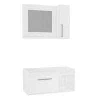 Kit Gabinete para Banheiro Suspenso 75cm com Armário e sem Cuba Estilare Móveis - Branco