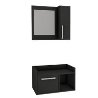 Kit Gabinete para Banheiro Suspenso 60cm com Armário e sem Cuba Estilare Móveis - Preto