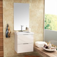 Kit Gabinete para Banheiro Pietra 60cm com Lavatório e Espelheira Móveis Bosi - Branco