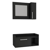 Kit Gabinete para Banheiro Suspenso 75cm com Armário e sem Cuba Estilare Móveis - Preto