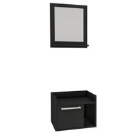 Kit Gabinete para Banheiro Suspenso 45cm sem Cuba e com Espelheira Estilare Móveis - Preto