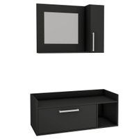 Kit Gabinete para Banheiro Suspenso 90cm com Armário e sem Cuba Estilare Móveis - Preto