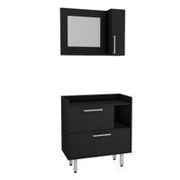 Kit Gabinete para Banheiro 75cm com Espelheira e Sem Cuba Estilare Móveis - Preto