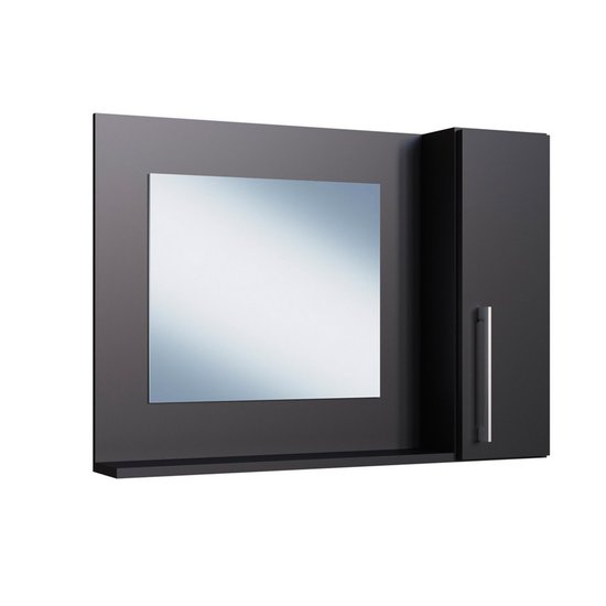 Espelho para Banheiro com Painel 75cm 1 Porta Estilare Móveis - Preto