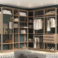 Closet Modulado de Canto com 6 Peças Be Mobiliario - Carvalho Mel