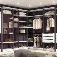 Closet Modulado de Canto com 6 Peças Be Mobiliario - Branco TX e Expresso