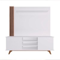 Painel para TV até 60 Polegadas com Rack 2 Portas Estilare Móveis - Branco com Madeirado