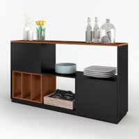 Aparador para Sala de Estar Galho 2 Portas Estilare Móveis - Preto com Madeirado