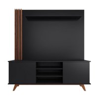Painel para TV até 60 Polegadas com Rack 2 Portas Estilare Móveis - Preto com Madeirado