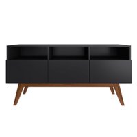 Rack para Sala de Estar 3 Portas Estilare Móveis - Preto