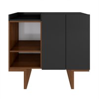 Aparador para Sala de Estar Set 2 Portas Estilare Móveis - Preto com Madeirado