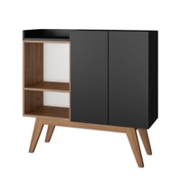 Aparador para Sala de Estar Ebano 2 Portas Estilare Móveis - Preto com Madeirado