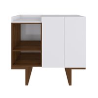 Aparador para Sala de Estar Set 2 Portas Estilare Móveis - Branco com Madeirado