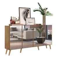 Aparador Buffet Retrô com Espelho Multimóveis Veneza com 4 Portas FG3559 Rustic/Natural