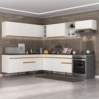 Cozinha Completa de Canto Veneza GW Multimóveis MP2068 com Armário e Balcão Branca