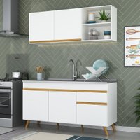 Cozinha Compacta Veneza GW Multimóveis MP2079 com Armário e Balcão Branca