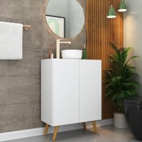 Gabinete de Banheiro Retrô Multimóveis 63 cm com 2 Portas FG5006 Branco/Natural