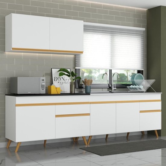 Cozinha Compacta Veneza GW Multimóveis MP2076 com Armário e Balcão Branca