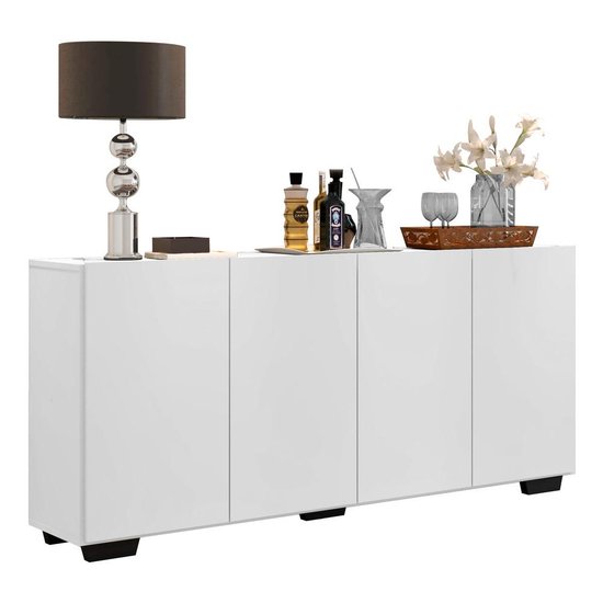 Aparador Buffet Multimóveis Veneza 4 Portas FG3557 Branco/Preto