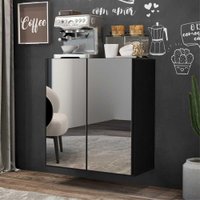 Aparador Suspenso com Espelho Multimóveis Cantinho do Café com 2 Portas FG3612 Preto