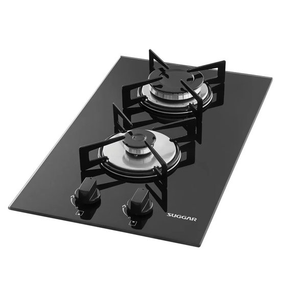 Cooktop a Gás Suggar 2 Queimadores Vidro Preto Bivolt FG2002VP