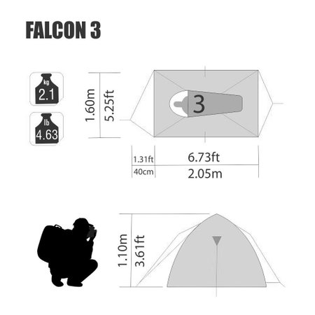 Kit Nautika Barraca Iglu Falcon 3 Pessoas + Saco De Dormir Freedom -1.5º Á -3.5ºC
