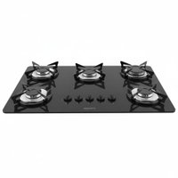 Cooktop Fogatti à Gás FGT 5B Vidro Preto Flange Inox