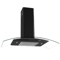 Coifa Parede Vidro Curvo Clean Black 4 à 6 Bocas 90cm - Fogatti - 220V