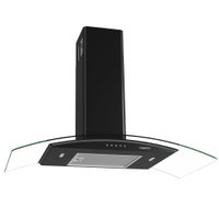 Coifa Parede Vidro Curvo Clean Black 4 à 6 Bocas 90cm - Fogatti - 220V