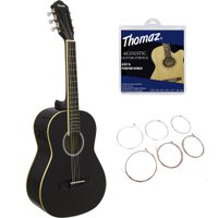 Kit Violão Eletroacústico Kids TCG 360 A EQ Preto Thomaz + Encordoamento Aço 011 203SL