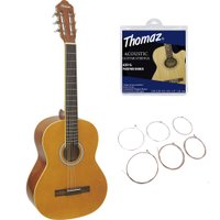 Kit Violão Acústico TCG 390 A Amarelo Thomaz + Encordoamento Aço 011 203SL