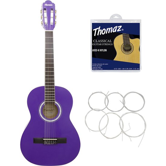 Kit Violão Acústico Kids TCG 360 Roxo Thomaz + Encordoamento Nylon 103H